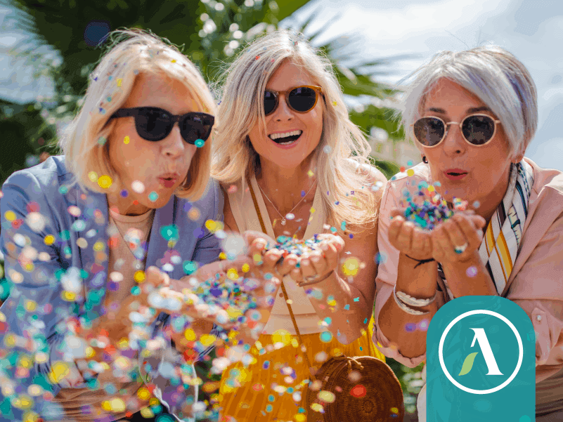 Three women celebrating generosity