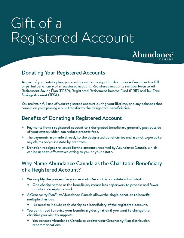 Gift of a Registered Account